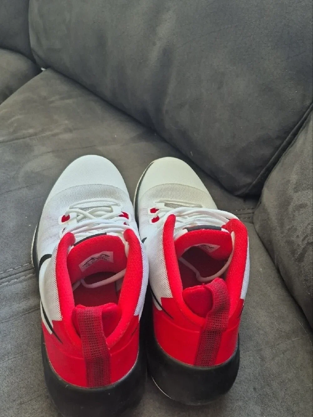 Nike Men’s White & Red Air Versatile Athletic Shoes